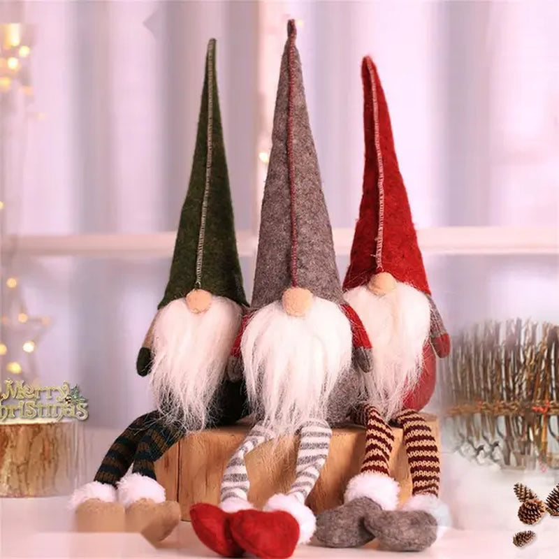 3Pcs New Christmas Decoration Long Legs Rudolph Doll Christmas Children Gift Hotel Mall Window Decoration